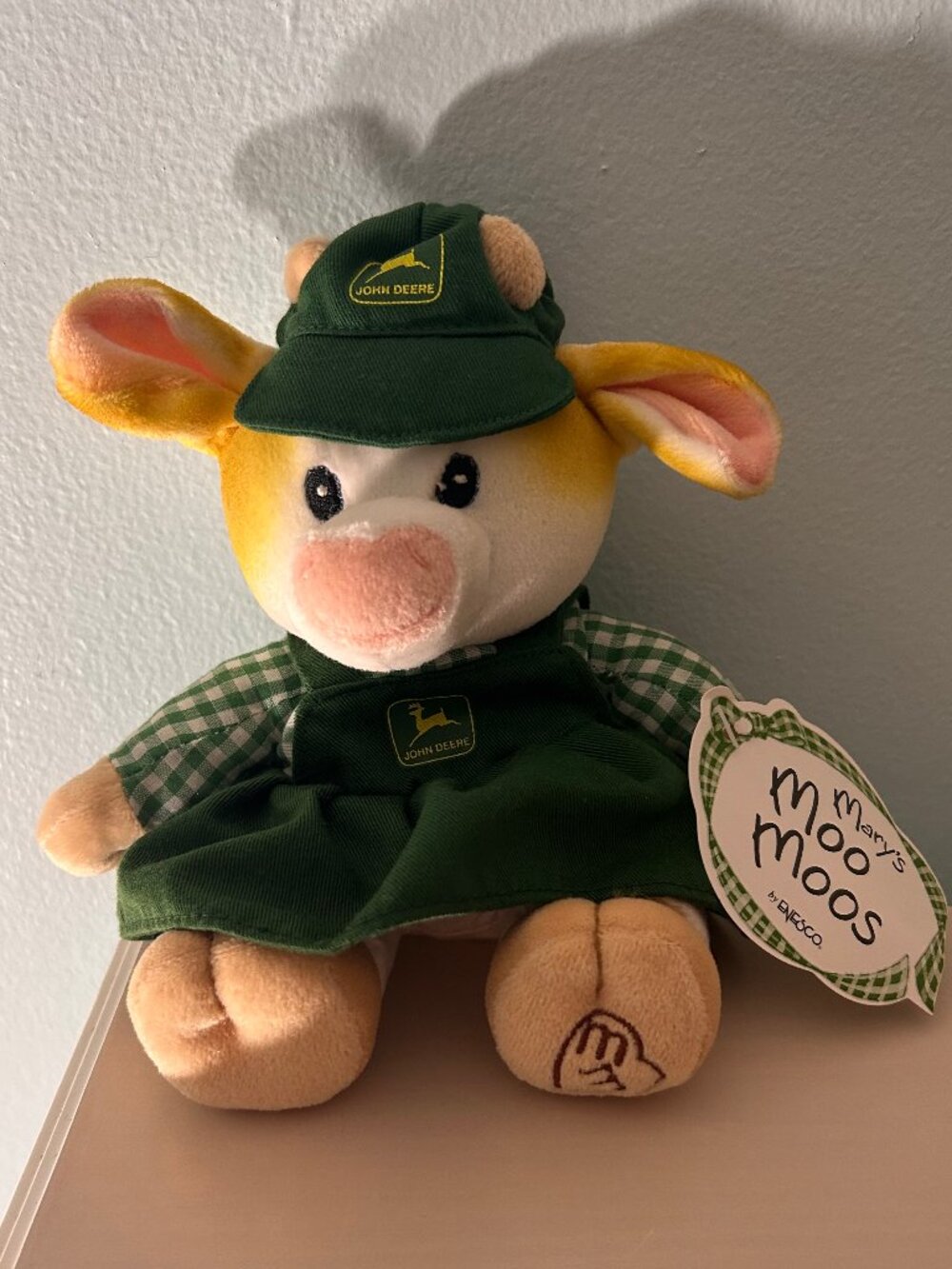 Vintage Mary’s Moo Moos John Deere Girl Cow Plush Enesco 1999 #645729 NWT
